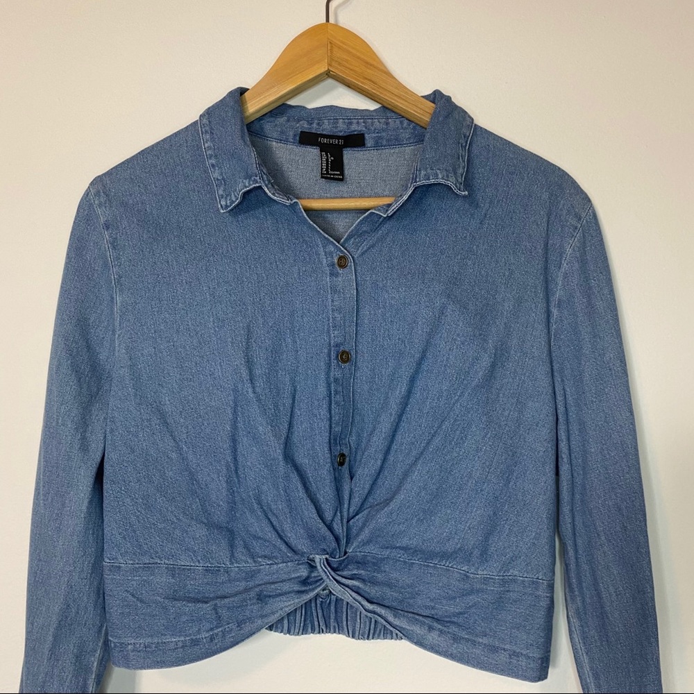 Forever 21 Long Sleeved Denim Button Up Top
